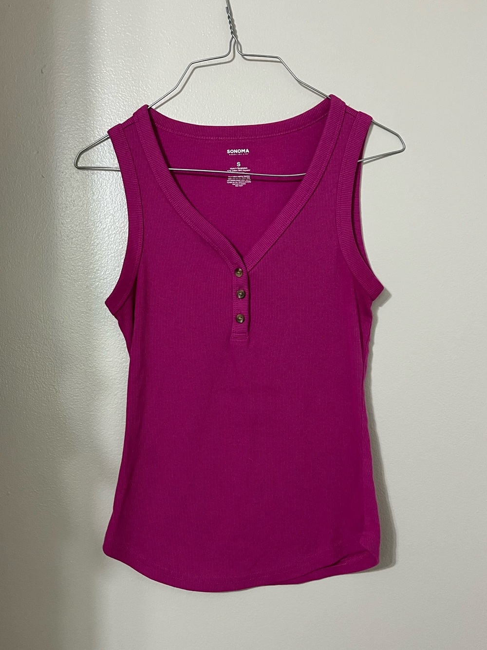 Sonoma | Fusia Pink Tank, V-Neck with Buttons